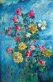 rosas con fondo azul 1960 decoración moderna flores